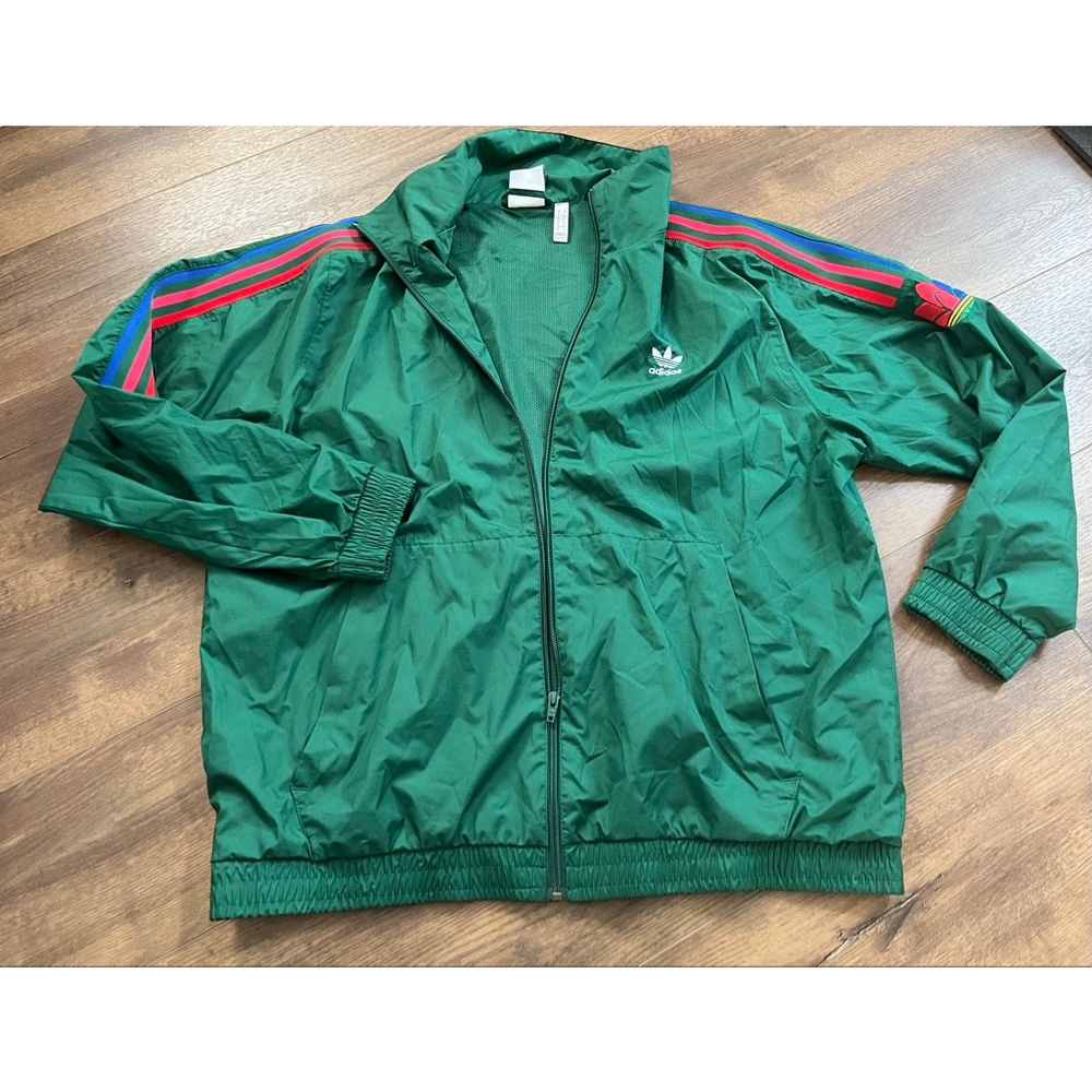 Adidas Trefoil 3 stripes track jacket green size L - Picture 4 of 13